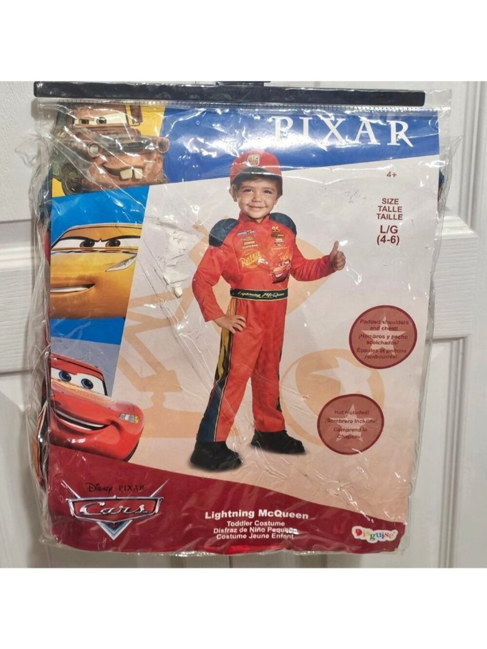 Cars 3 Lightning McQueen Muscle Costume Boys 4-6 Disney Pixar Racing Belt Hat